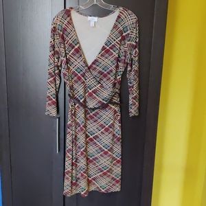 Loft plaid wrap dress size 6